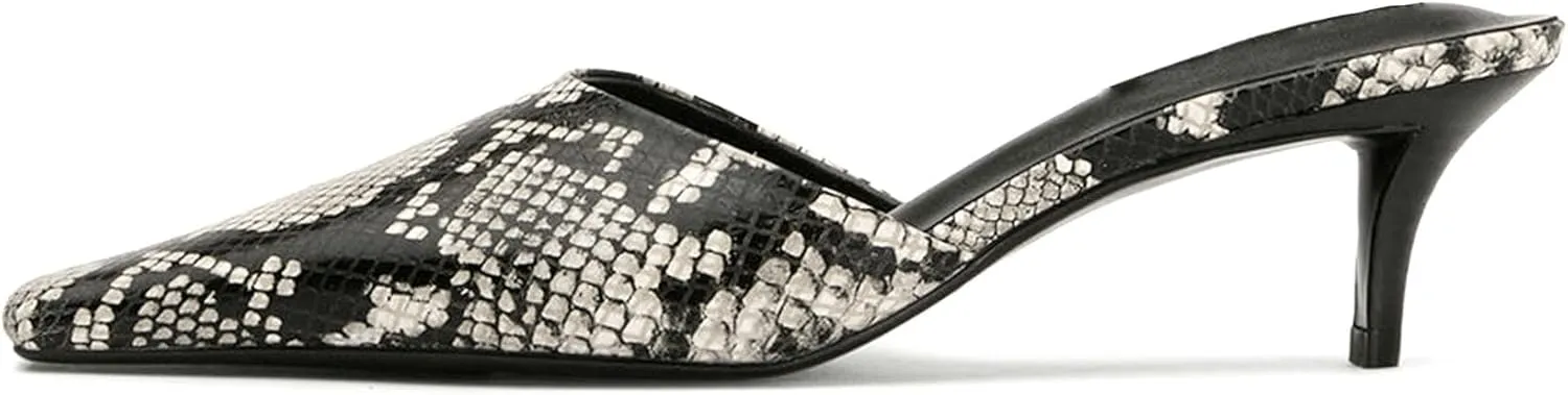 KysBloes Kitten Heel Mules for Women Square Toe Slip On Pumps Low Heel Slides Backless Dress Casual Shoes