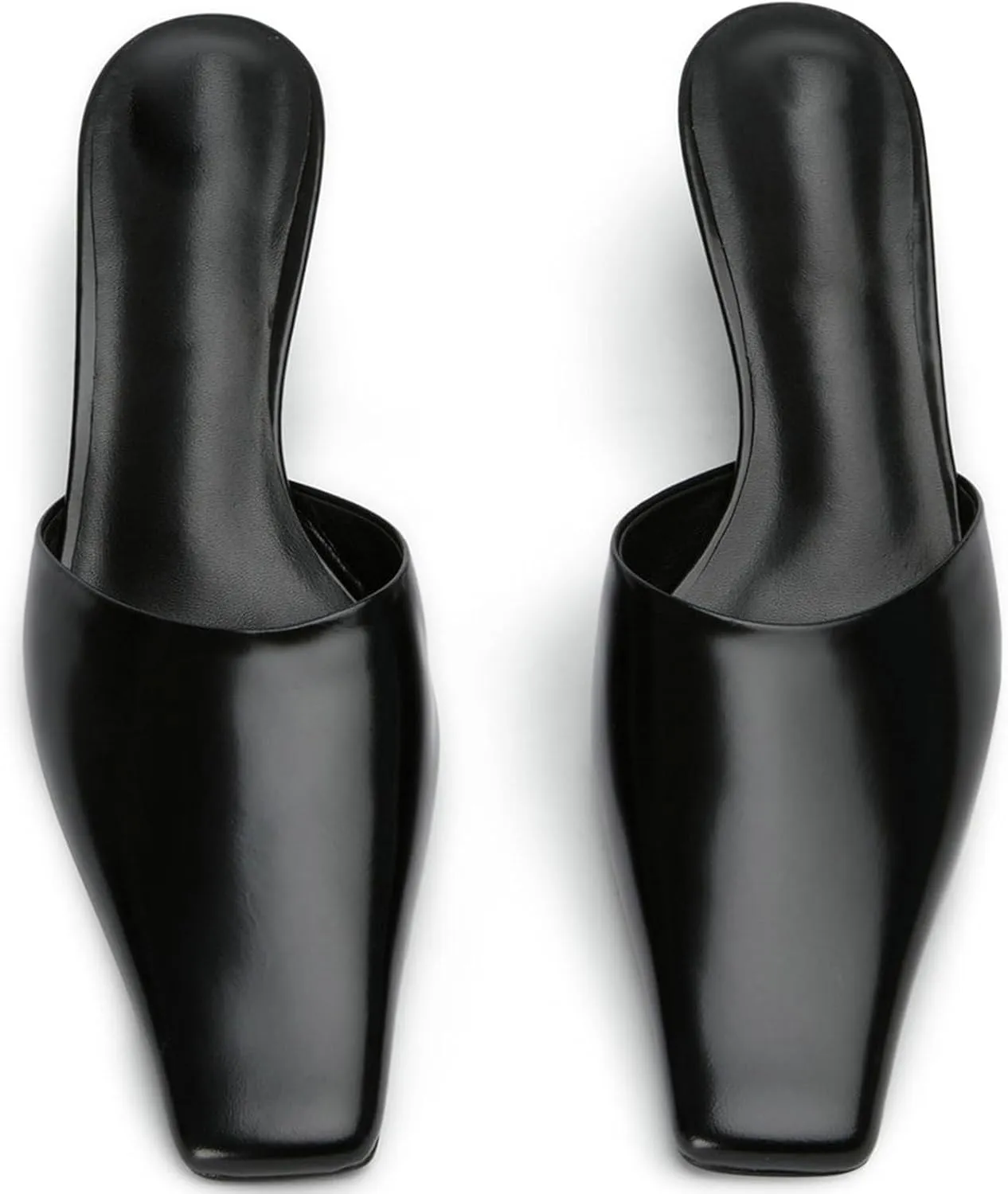 KysBloes Kitten Heel Mules for Women Square Toe Slip On Pumps Low Heel Slides Backless Dress Casual Shoes