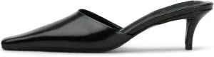 KysBloes Kitten Heel Mules for Women Square Toe Slip On Pumps Low Heel Slides Backless Dress Casual Shoes