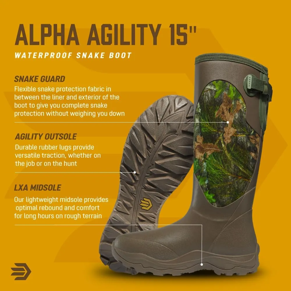 LaCrosse Women's Alpha Agility 15" Waterproof Hunting Snake Boot Brown/Green