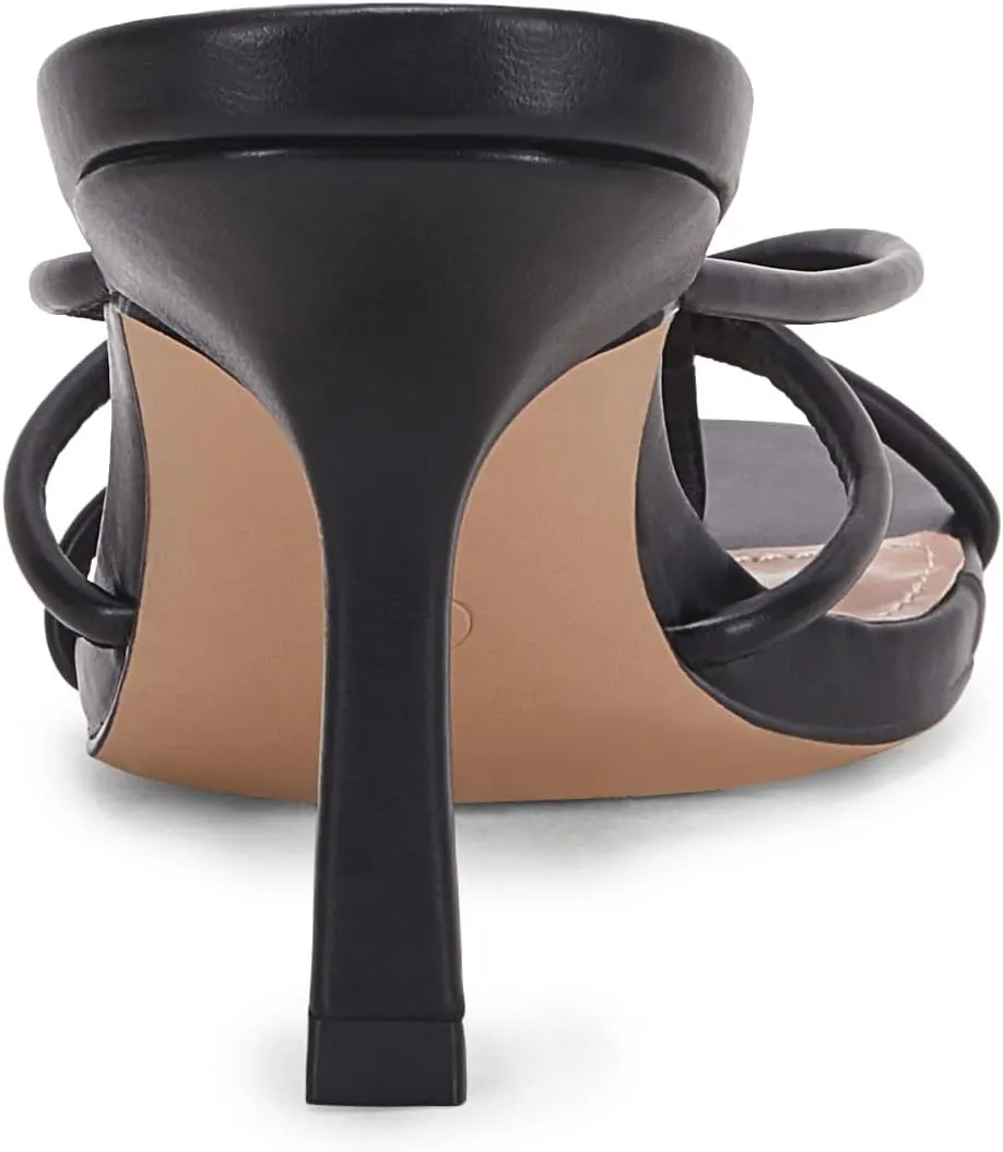 LAICIGO Women’s Square Open Toe Flip Flops Stiletto Heels Strappy Thong Slide on Slingback Mules Sandals