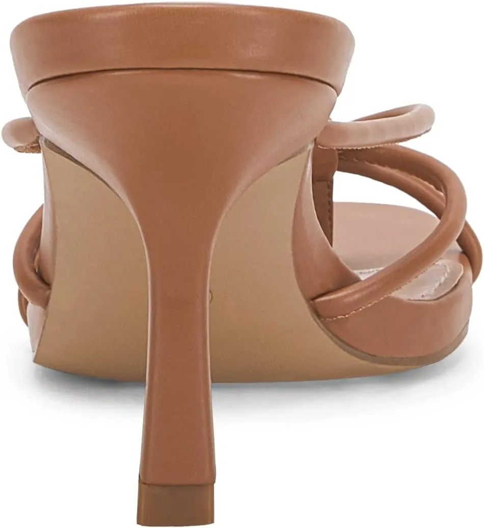 LAICIGO Women’s Square Open Toe Flip Flops Stiletto Heels Strappy Thong Slide on Slingback Mules Sandals