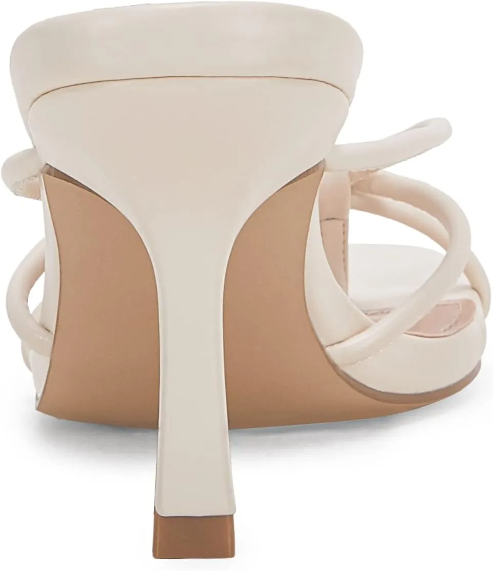 LAICIGO Women’s Square Open Toe Flip Flops Stiletto Heels Strappy Thong Slide on Slingback Mules Sandals