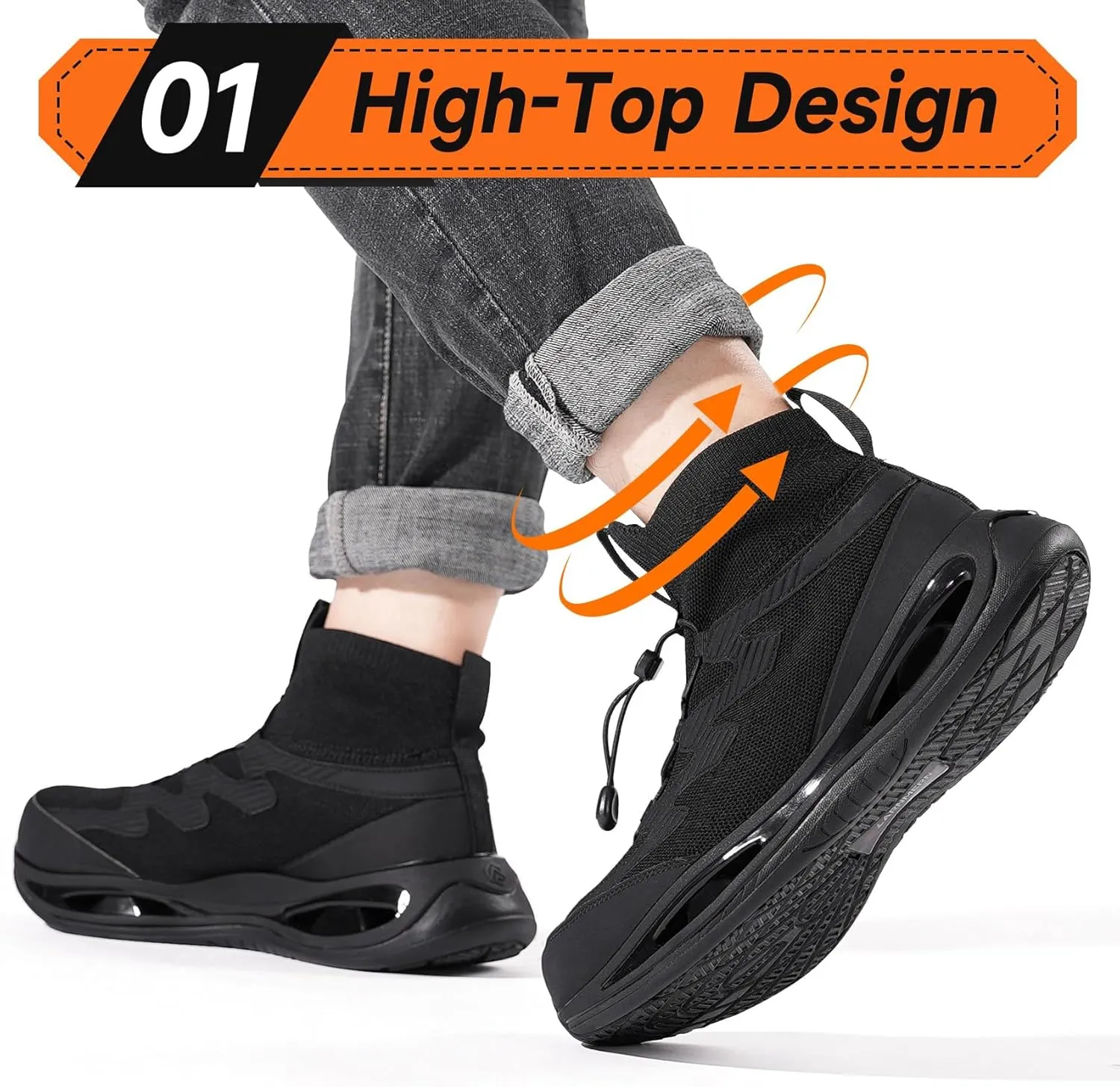 LARNMERN Steel Toe Boots Men, Non Slip Work Puncture Proof Safety Boot, Industrial Construction Comfortable Outdoor Hiking Military Tactical Shoes