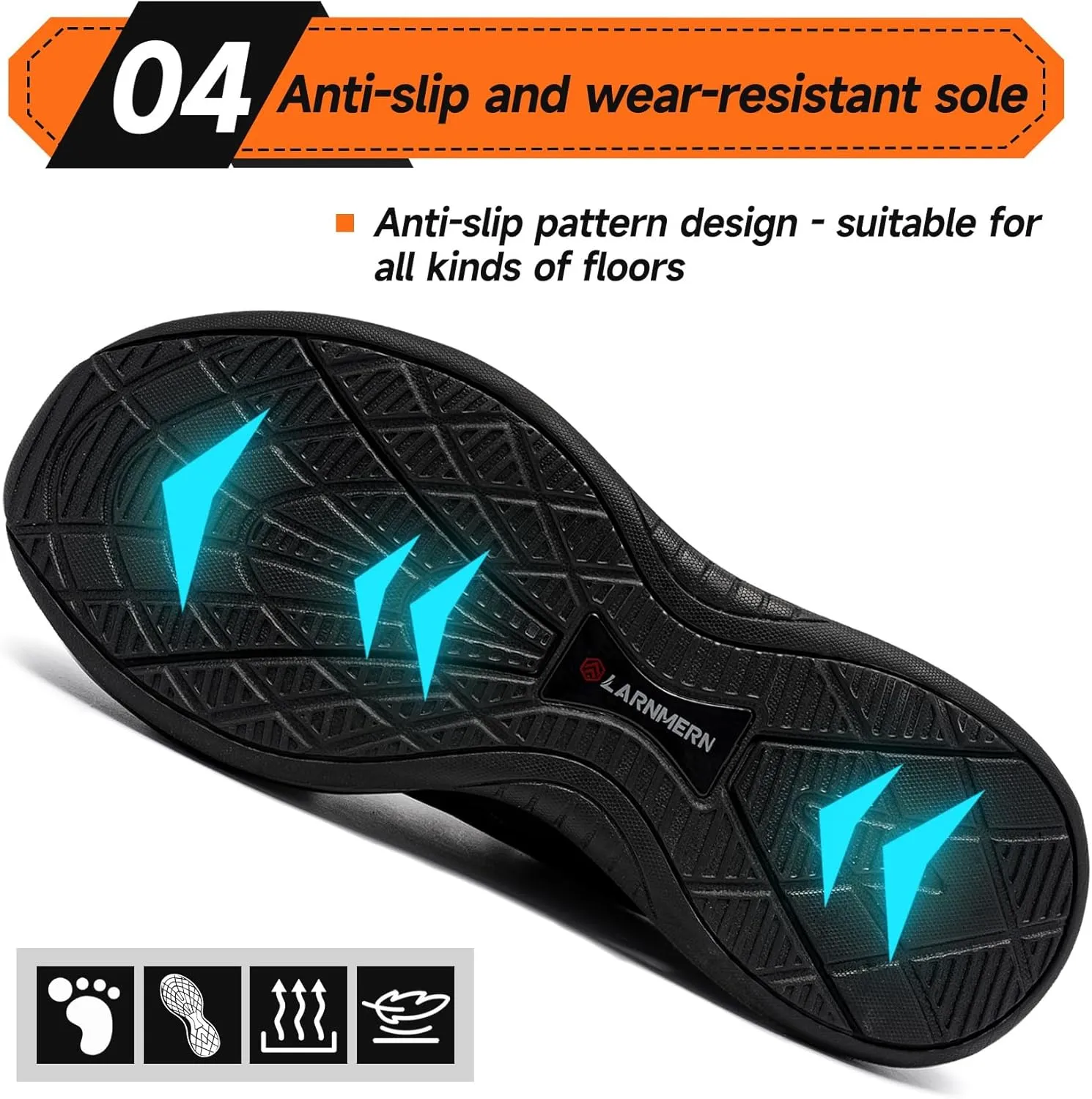 LARNMERN Steel Toe Boots Men, Non Slip Work Puncture Proof Safety Boot, Industrial Construction Comfortable Outdoor Hiking Military Tactical Shoes