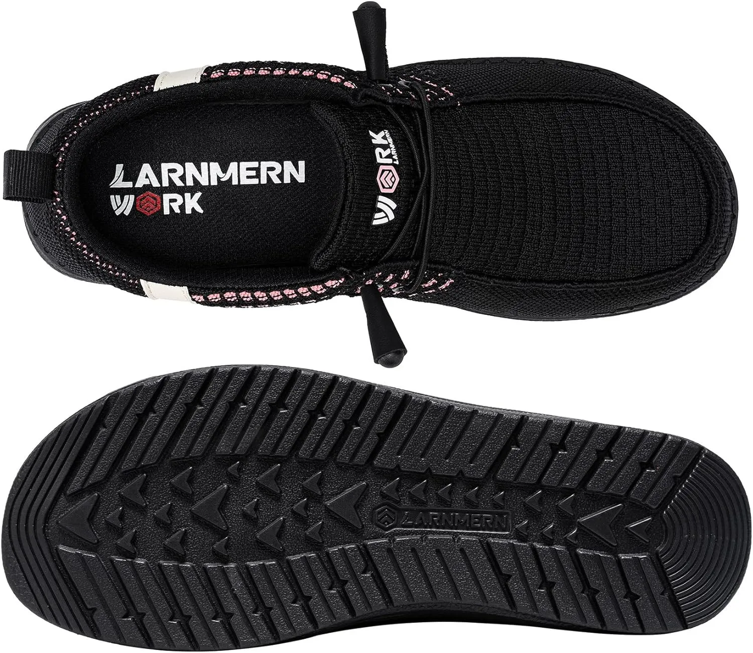 LARNMERN Steel Toe Loafers Women Lightweight Comfortable Slip On Walking Casual Flats Sneakers Work Safety Shoes
