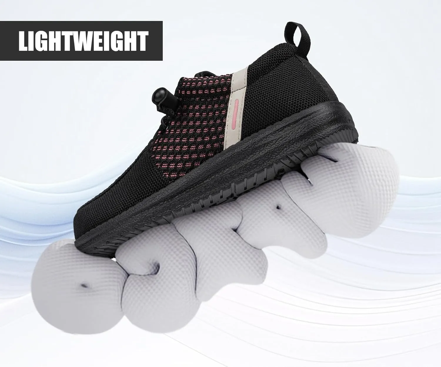 LARNMERN Steel Toe Loafers Women Lightweight Comfortable Slip On Walking Casual Flats Sneakers Work Safety Shoes