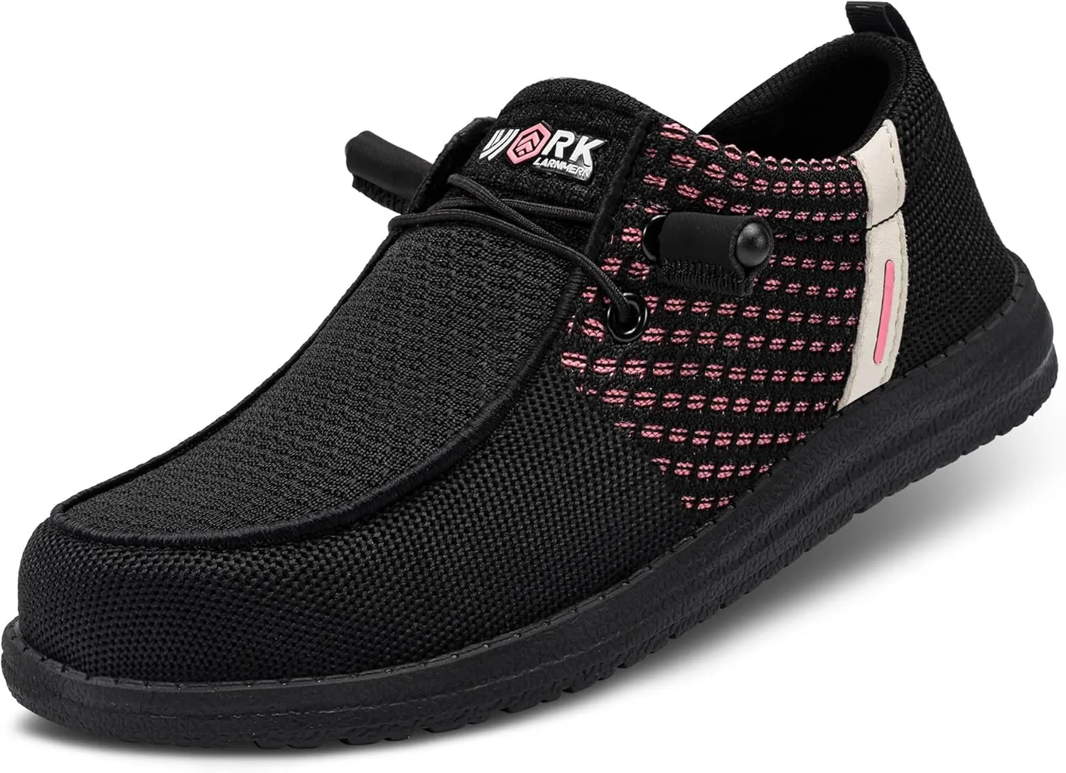 LARNMERN Steel Toe Loafers Women Lightweight Comfortable Slip On Walking Casual Flats Sneakers Work Safety Shoes