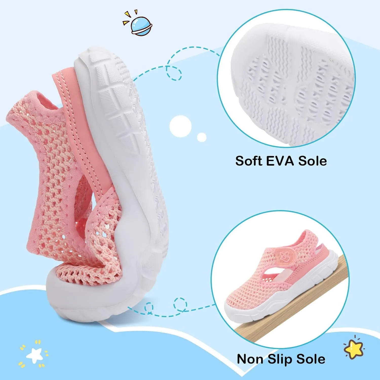 LeIsfIt Toddler Sandals Boys Girls Wide Sandals Kids Water Sandals Barefoot Water Shoes for Beach Swim Lightweight Closed Toe Summer Sandals