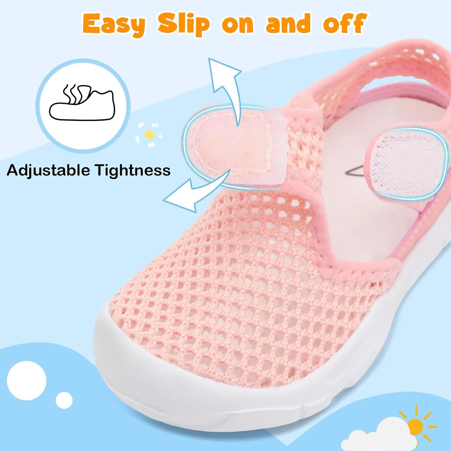 LeIsfIt Toddler Sandals Boys Girls Wide Sandals Kids Water Sandals Barefoot Water Shoes for Beach Swim Lightweight Closed Toe Summer Sandals
