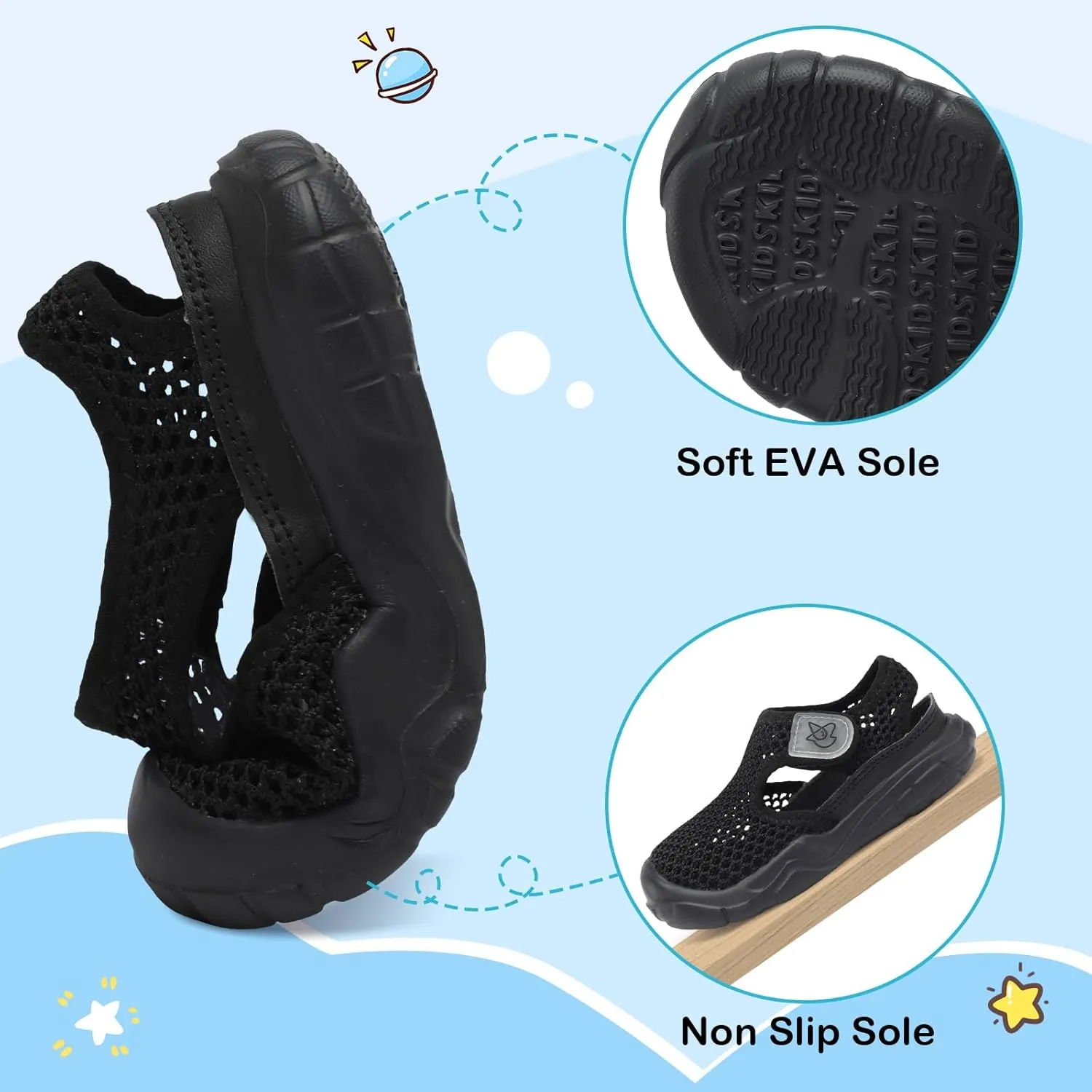 LeIsfIt Toddler Sandals Boys Girls Wide Sandals Kids Water Sandals Barefoot Water Shoes for Beach Swim Lightweight Closed Toe Summer Sandals