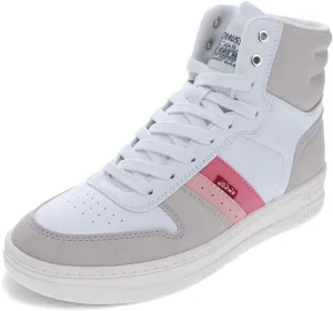 Levi's Women's Drive HI Sneaker, White/Cement/Rose, 6