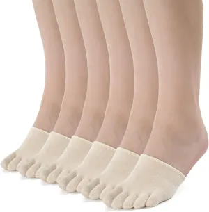 likloks Half Socks for Women Cotton Toe Topper Hidden Non-Slip Toe Separation Liner Socks (6/8 Pairs)