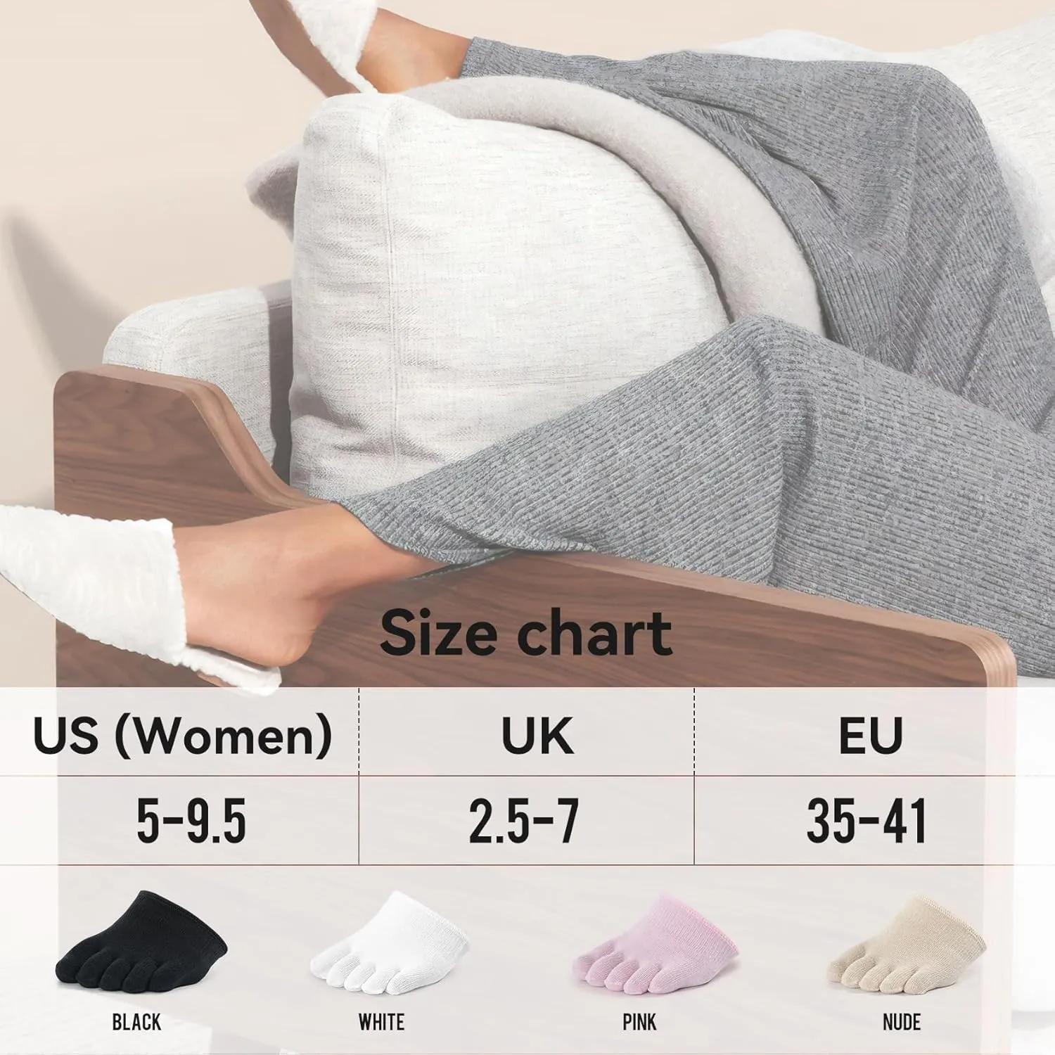 likloks Half Socks for Women Cotton Toe Topper Hidden Non-Slip Toe Separation Liner Socks (6/8 Pairs)