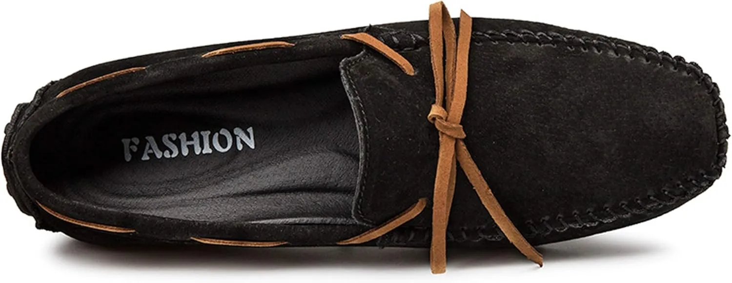 Loafers for Men Casual Moccasins Fashion Suede Lace Slip-on Dress Boat Driving Shoes