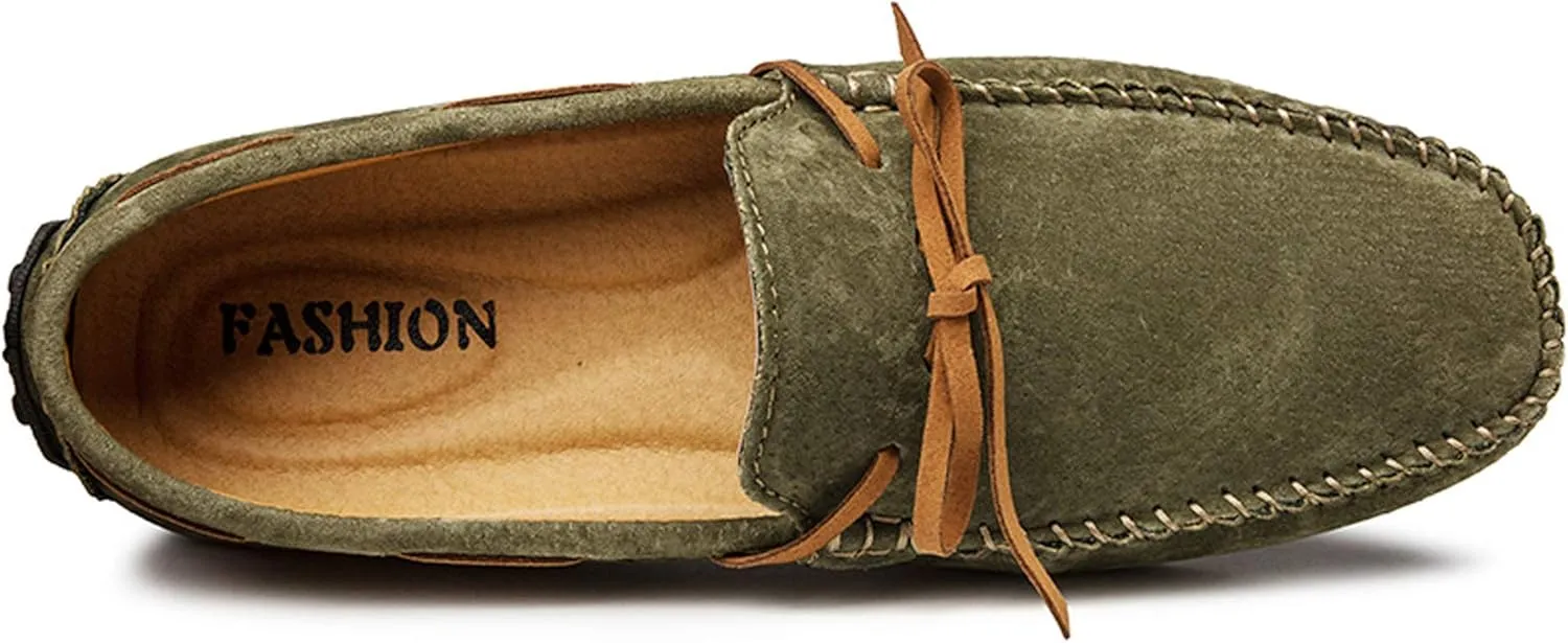 Loafers for Men Casual Moccasins Fashion Suede Lace Slip-on Dress Boat Driving Shoes