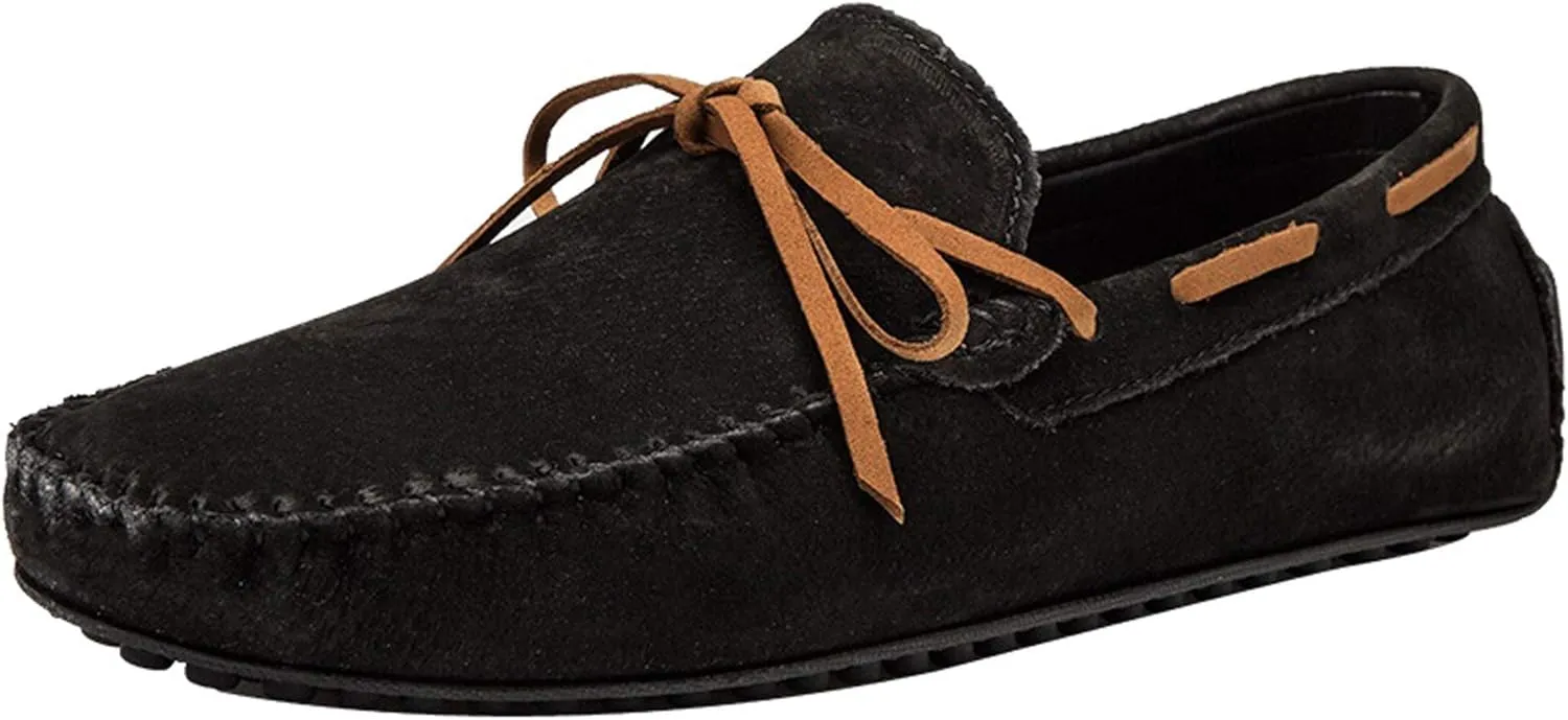 Loafers for Men Casual Moccasins Fashion Suede Lace Slip-on Dress Boat Driving Shoes