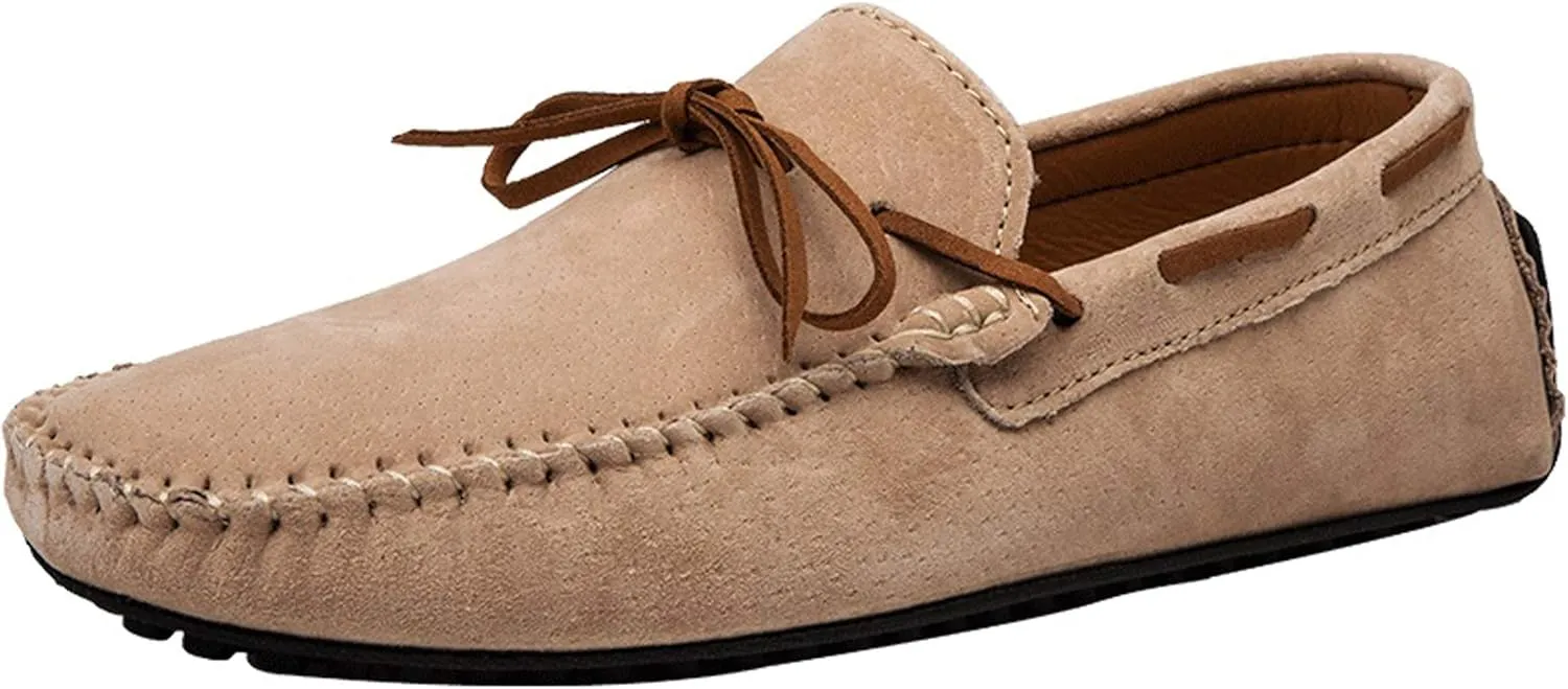 Loafers for Men Casual Moccasins Fashion Suede Lace Slip-on Dress Boat Driving Shoes