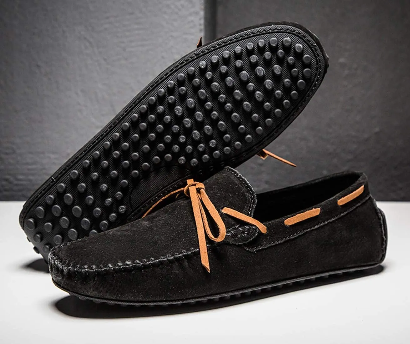 Loafers for Men Casual Moccasins Fashion Suede Lace Slip-on Dress Boat Driving Shoes