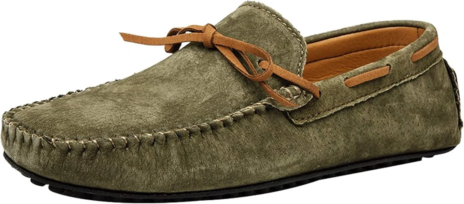 Loafers for Men Casual Moccasins Fashion Suede Lace Slip-on Dress Boat Driving Shoes