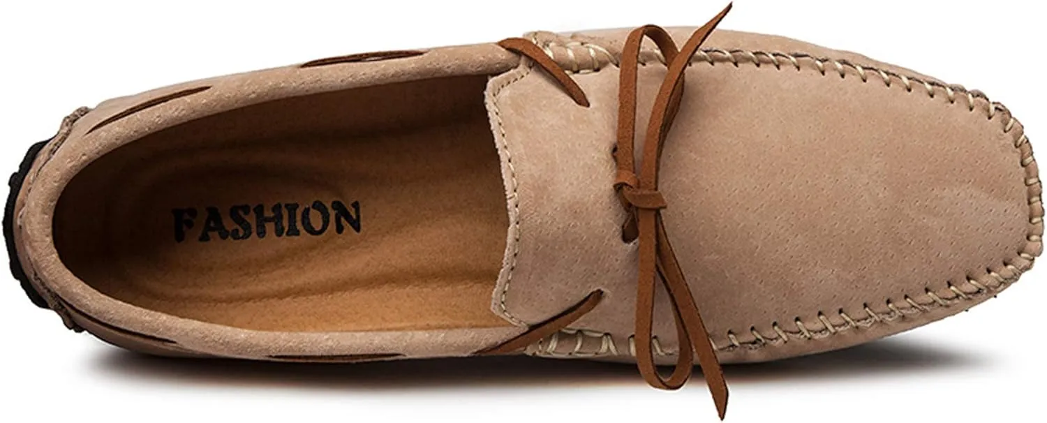 Loafers for Men Casual Moccasins Fashion Suede Lace Slip-on Dress Boat Driving Shoes