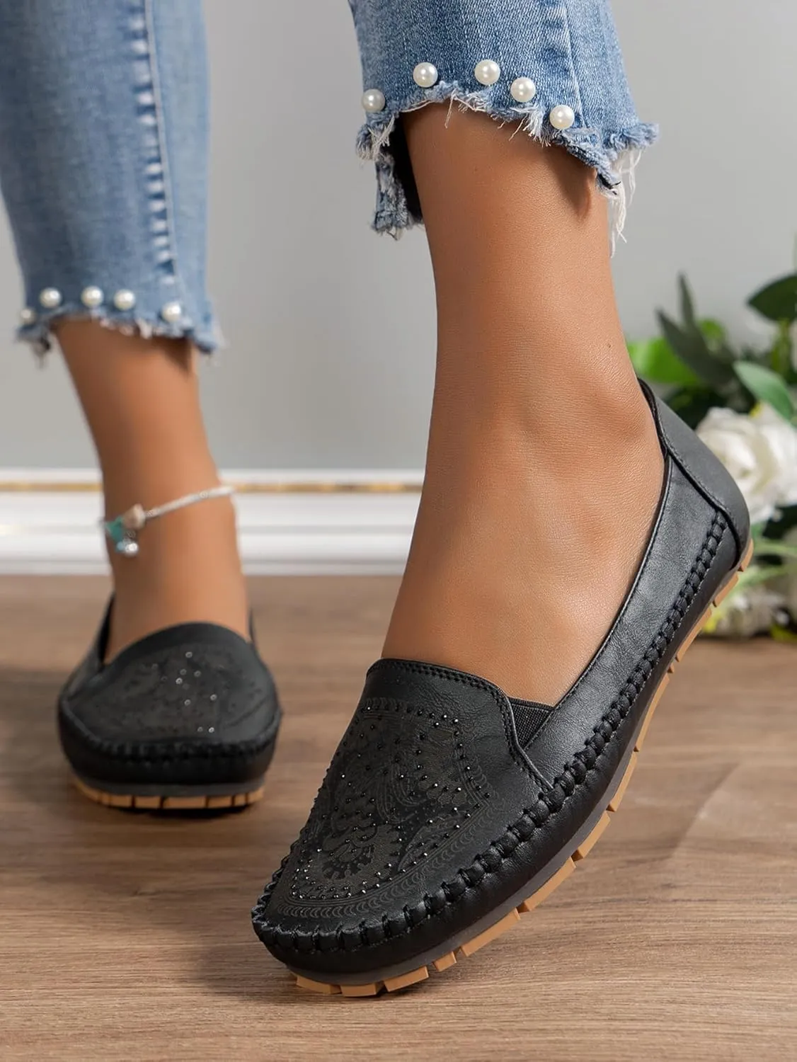 Loafers for Women Leather Business Casual Shoes Comfortable Lightweight Penny Loafers Slip On Work Flats Moccasins Driving Boat Shoes