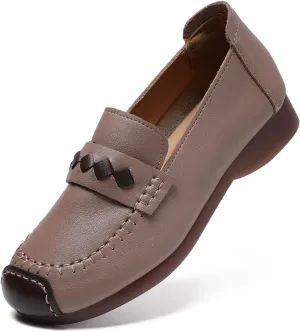 Loafers for Women Leather Penny Womens Loafers Slip-ons Soft Rubber Sole Shoes Color Matching