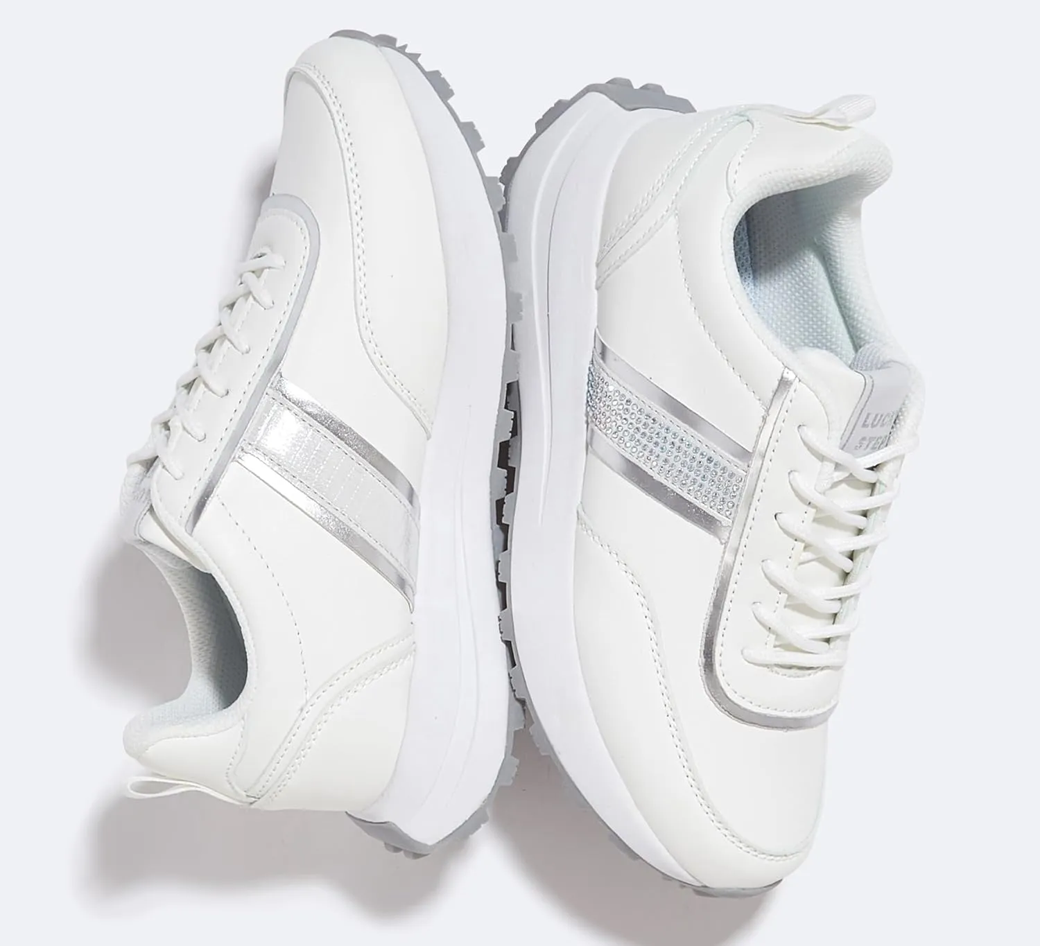 LUCKY STEP Women Platform Walking Shoe Fashion Retro Classic Casual Trainers Braided Rhinestone Sneakers Tennis Running Walking Shoes