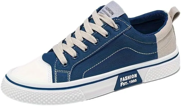 Men's Casual Canvas Sneakers - Classic Street Style Skate Shoes, Low Top, Round Toe, Spring/Autumn