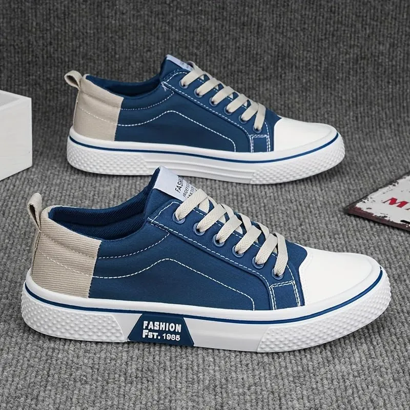 Men's Casual Canvas Sneakers - Classic Street Style Skate Shoes, Low Top, Round Toe, Spring/Autumn