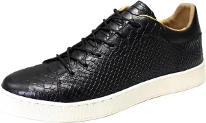 Mens Casual Shoes Genunie Leather Sneakers Comfort Walking Shoes Fashion Modern Breathable Crocodile Embossing Anti-Slip Soles Flat Derby for Men