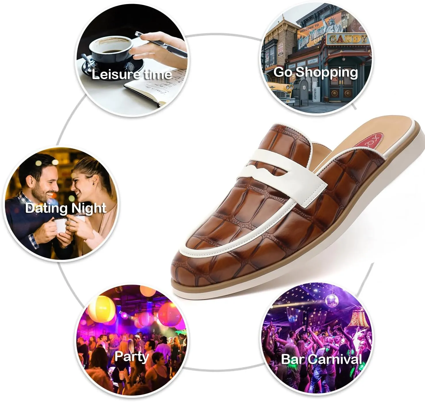 Men's Casual Slip-on Mule Loafer,Mens Fashion Backless Dress Slippers Comfy Lightweight Walking Penny Shoes for Men
