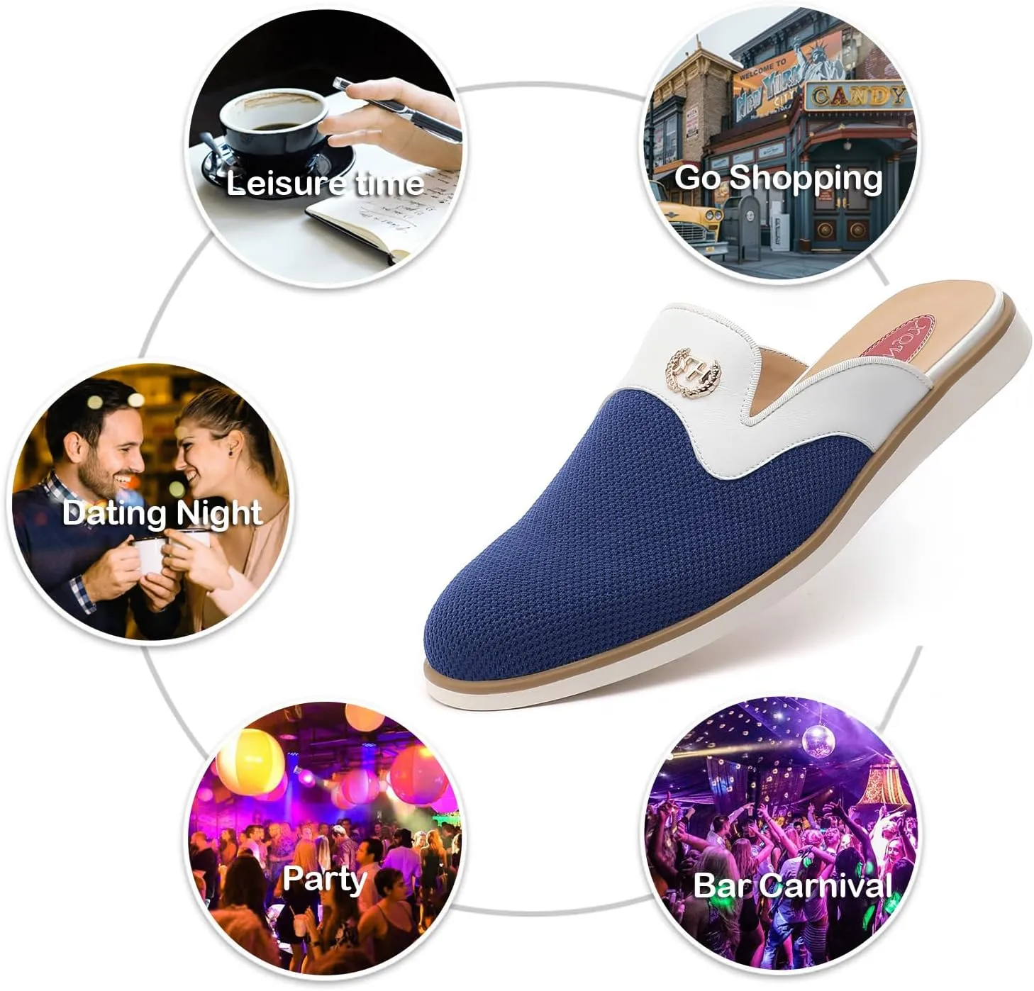 Men's Casual Slip-on Mule Loafer,Mens Fashion Backless Dress Slippers Comfy Lightweight Walking Penny Shoes for Men