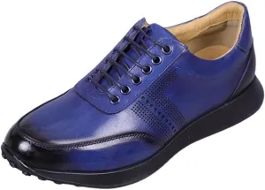 Men's Casual Sneakers Premium Leather Lace-Up Oxfords, Breathable Walking Shoes for Men, Comfortable Slip-Resistant Lightweight for Office, Travel, Everyday Wear