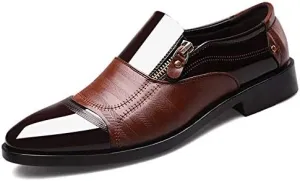 Men's Dress Shoes Patent Leather Loafers Pointed Zipper Oxford Formal Business Tuxedo Shoes