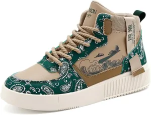 Men's Fashion High Top Chinese Style Skate Sneakers Stylish Comfortable Skateboarding Road Running Walking Shoes