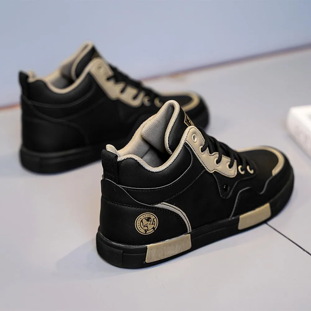 Men's Fashion High Top Chinese Style Skate Sneakers Stylish Comfortable Skateboarding Road Running Walking Shoes