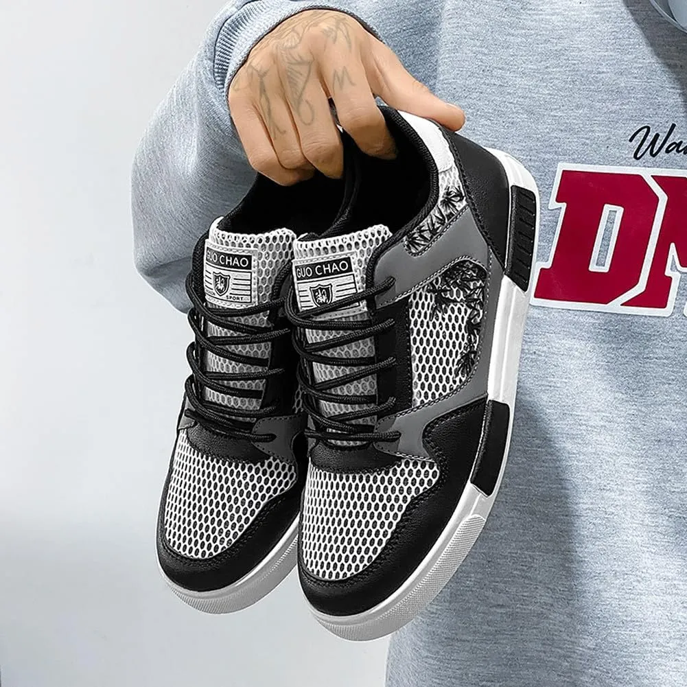 Men's Fashion High Top Chinese Style Skate Sneakers Stylish Comfortable Skateboarding Road Running Walking Shoes