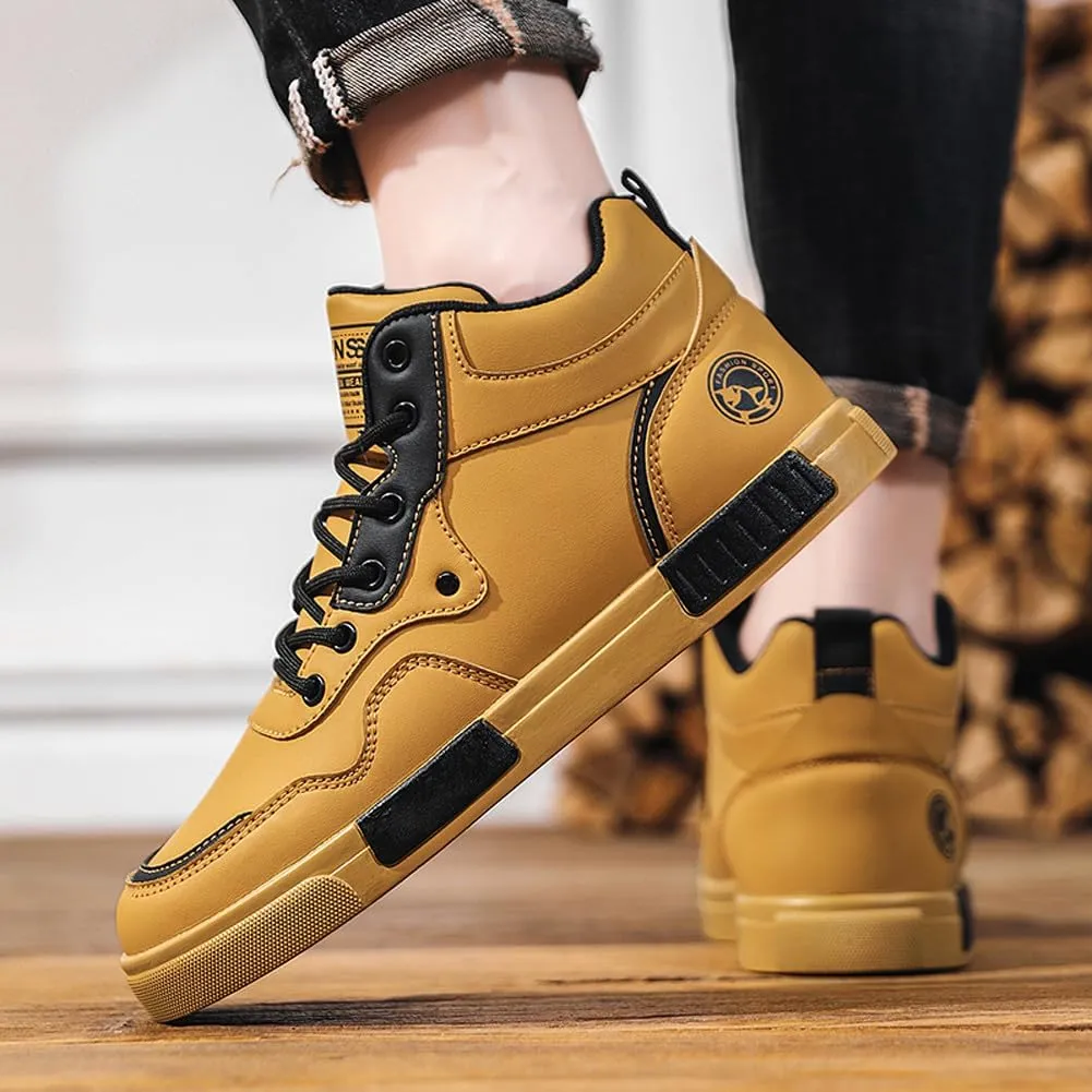 Men's Fashion High Top Chinese Style Skate Sneakers Stylish Comfortable Skateboarding Road Running Walking Shoes