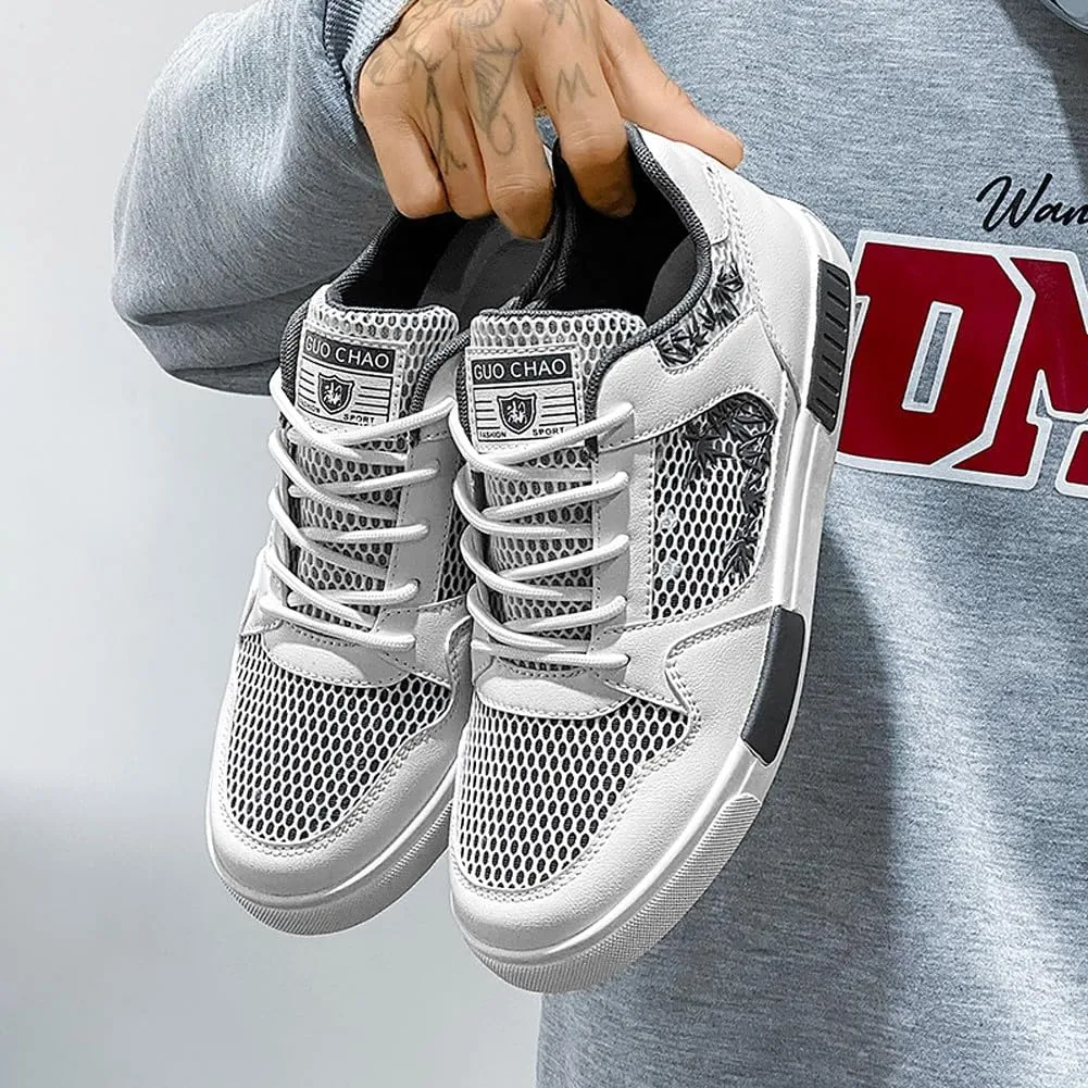 Men's Fashion High Top Chinese Style Skate Sneakers Stylish Comfortable Skateboarding Road Running Walking Shoes