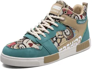 Men's Fashion High Top Chinese Style Skate Sneakers Stylish Comfortable Skateboarding Road Running Walking Shoes