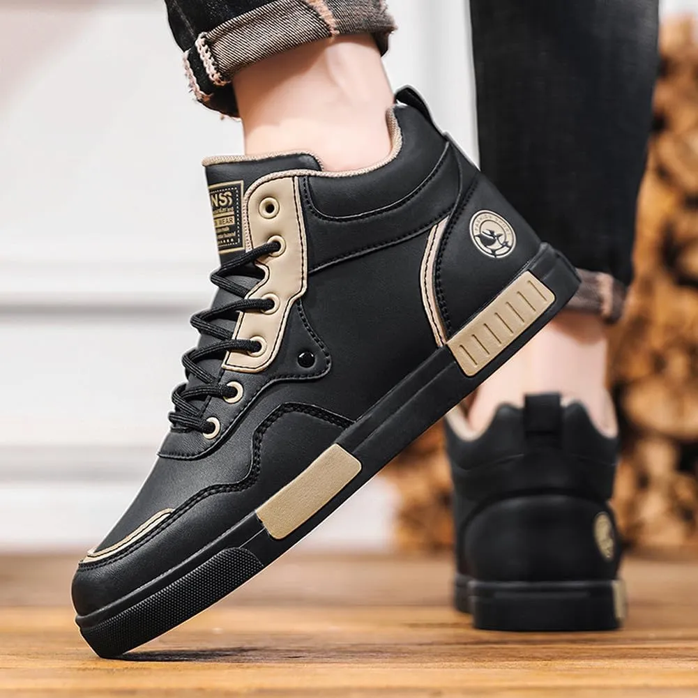Men's Fashion High Top Chinese Style Skate Sneakers Stylish Comfortable Skateboarding Road Running Walking Shoes