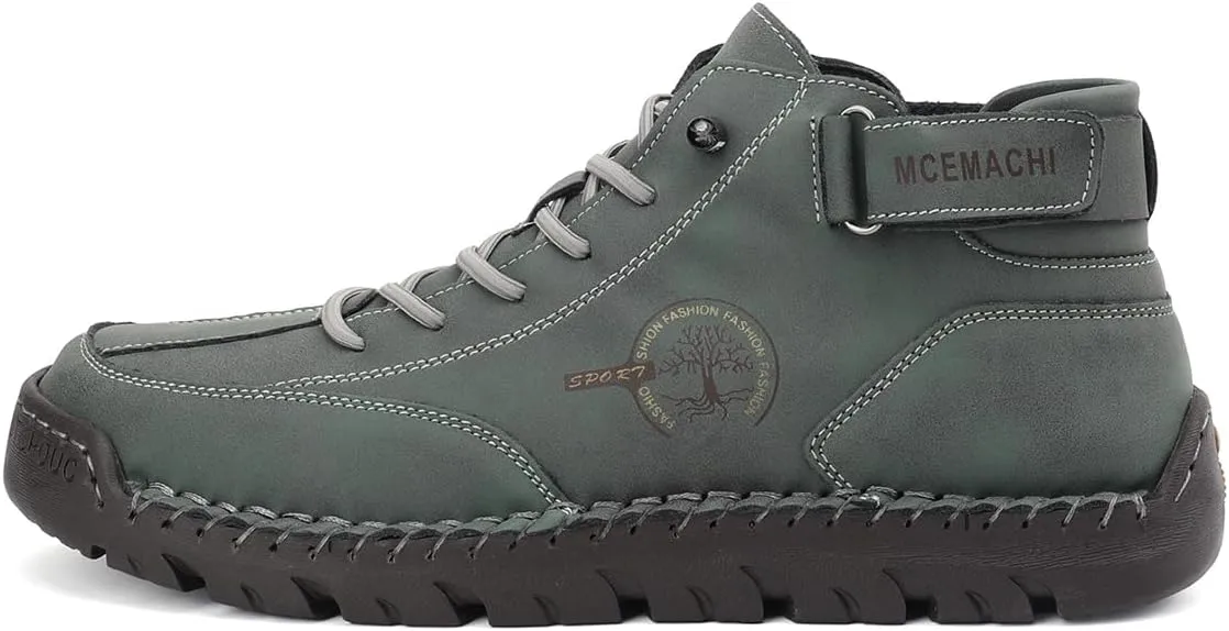 Men's Handmade Suede High Boots Shoes for Waterproof Hiking Camping Slip-On Driving Walking Deck Loafers High Top Chukka Boots Mens