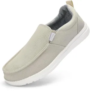 Mens Hands Free Slip-on Loafers Shoes Wide Width Casual Canvas Loafers Shoes Mens Boat Shoes Lightweight Non-Slip Walking Shoes Soft Sneakers