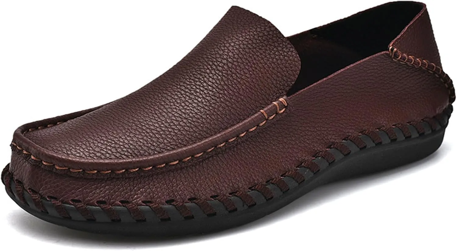 Men's Leather Hollow Flat Penny Loafers, Comfortable Round Wide Toe Soft-Soled Anti-Slip Slip-On Driving Moccasins, Work Business Walking Shoes