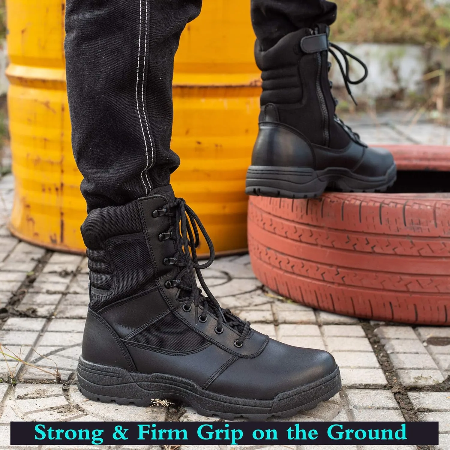 Men's Military Tactical Work Boots Side Zipper Jungle Army Combat Boots