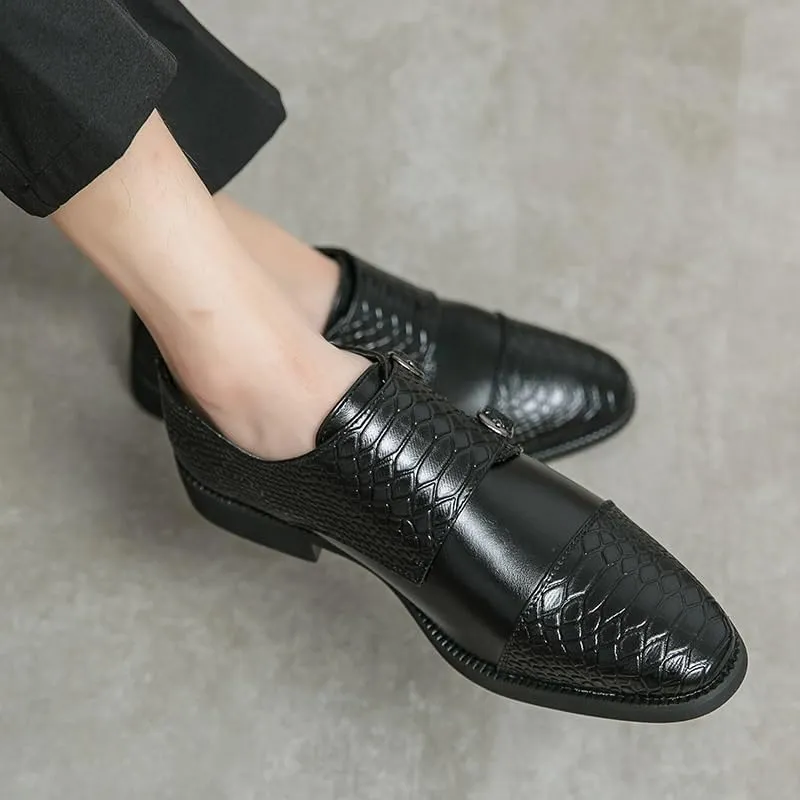 Men's Pointed Toe Loafers Slip On Dress Shoes Classic Fashion Crocodile Pattern Men Moccasins Shoes Luxury Wedding Party Shoes
