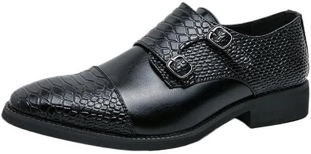 Men's Pointed Toe Loafers Slip On Dress Shoes Classic Fashion Crocodile Pattern Men Moccasins Shoes Luxury Wedding Party Shoes
