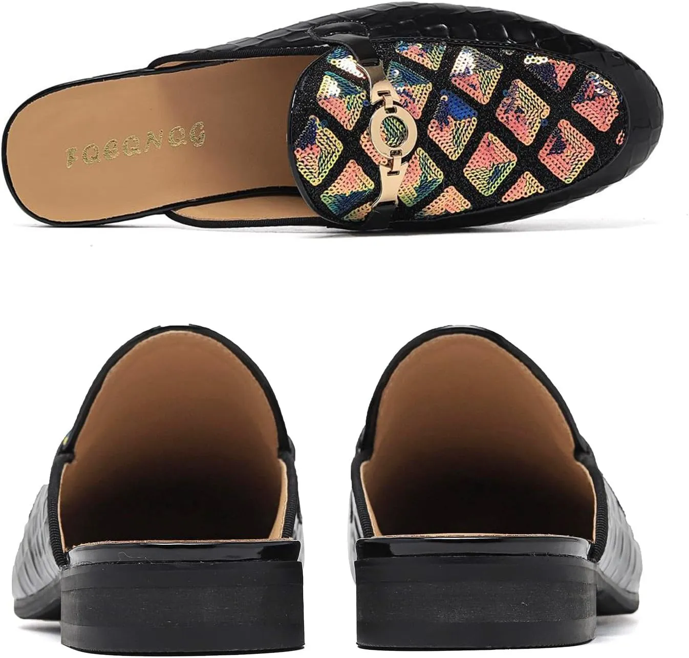 Men's Slip-on Mule Loafers, Fashion Breathable Leather Slip-on Shoes, Formal Wear Casual Backless Dress Slippers