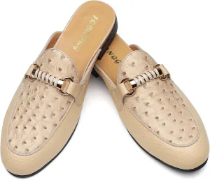 Men's Slip-on Mule Loafers, Fashion Breathable Leather Slip-on Shoes, Formal Wear Casual Backless Dress Slippers